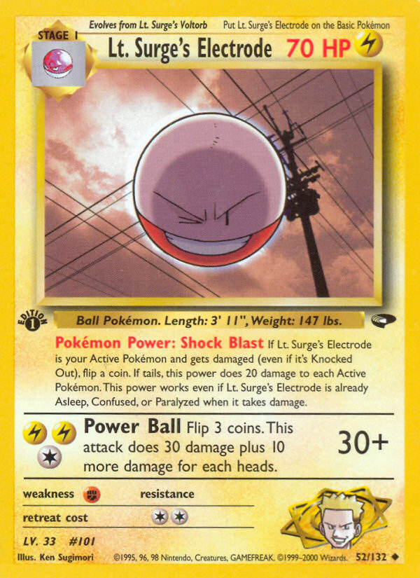 Lt. Surge's Electrode (52/132) - Gym Challenge (1st Edition) Pokémon Card