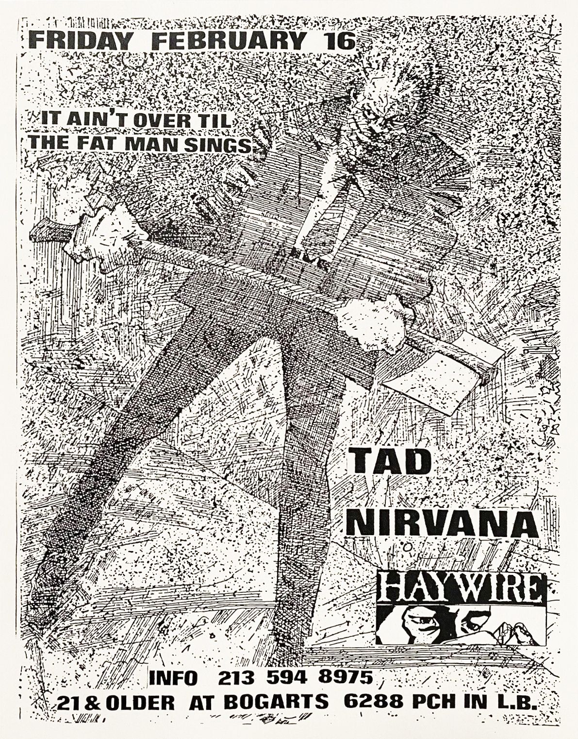 Nirvana & Tad Bogarts 1990 Concert Poster
