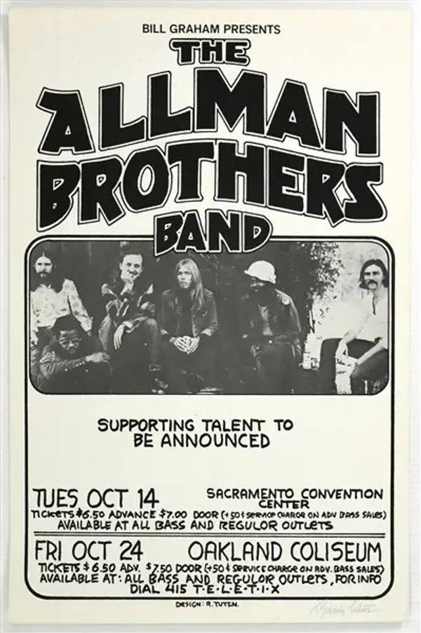 Allman Brothers Band Sacramento Convention Center & Oakland Coliseum