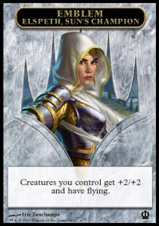 Emblem Elspeth, Sun's Champion (Theros) Trading Card