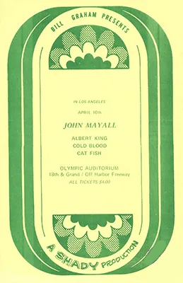John Mayall Olympic Auditorium Handbill 1970 Concert Poster