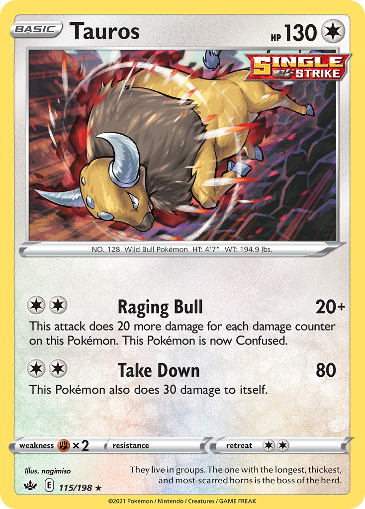 Tauros (115/198) - Chilling Reign Pokémon Card