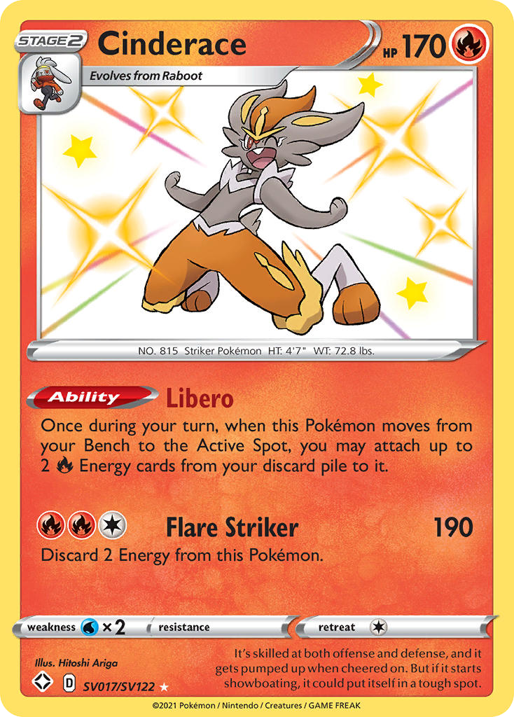 Cinderace (SV017) - Shining Fates Shiny Vault Pokémon Card