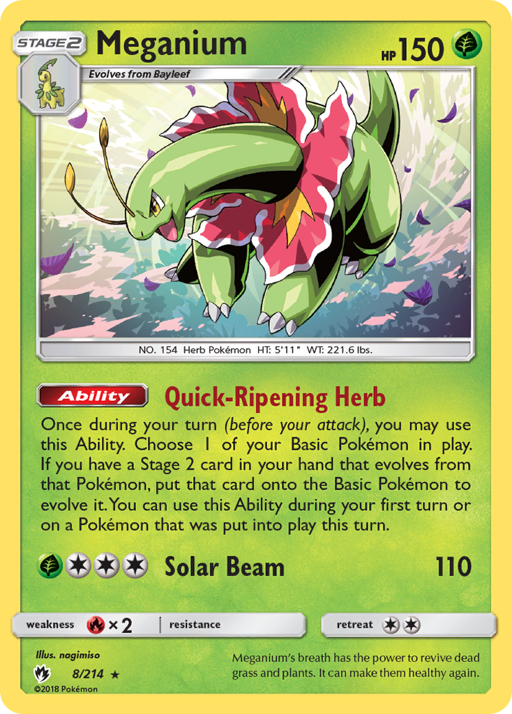 Meganium (8/214) - Lost Thunder Pokémon Card