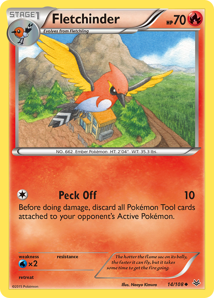 Fletchinder (14/108) - Roaring Skies Pokémon Card