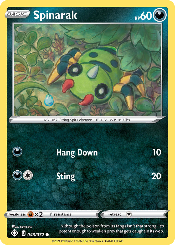 Spinarak (43/72) - Shining Fates Pokémon Card