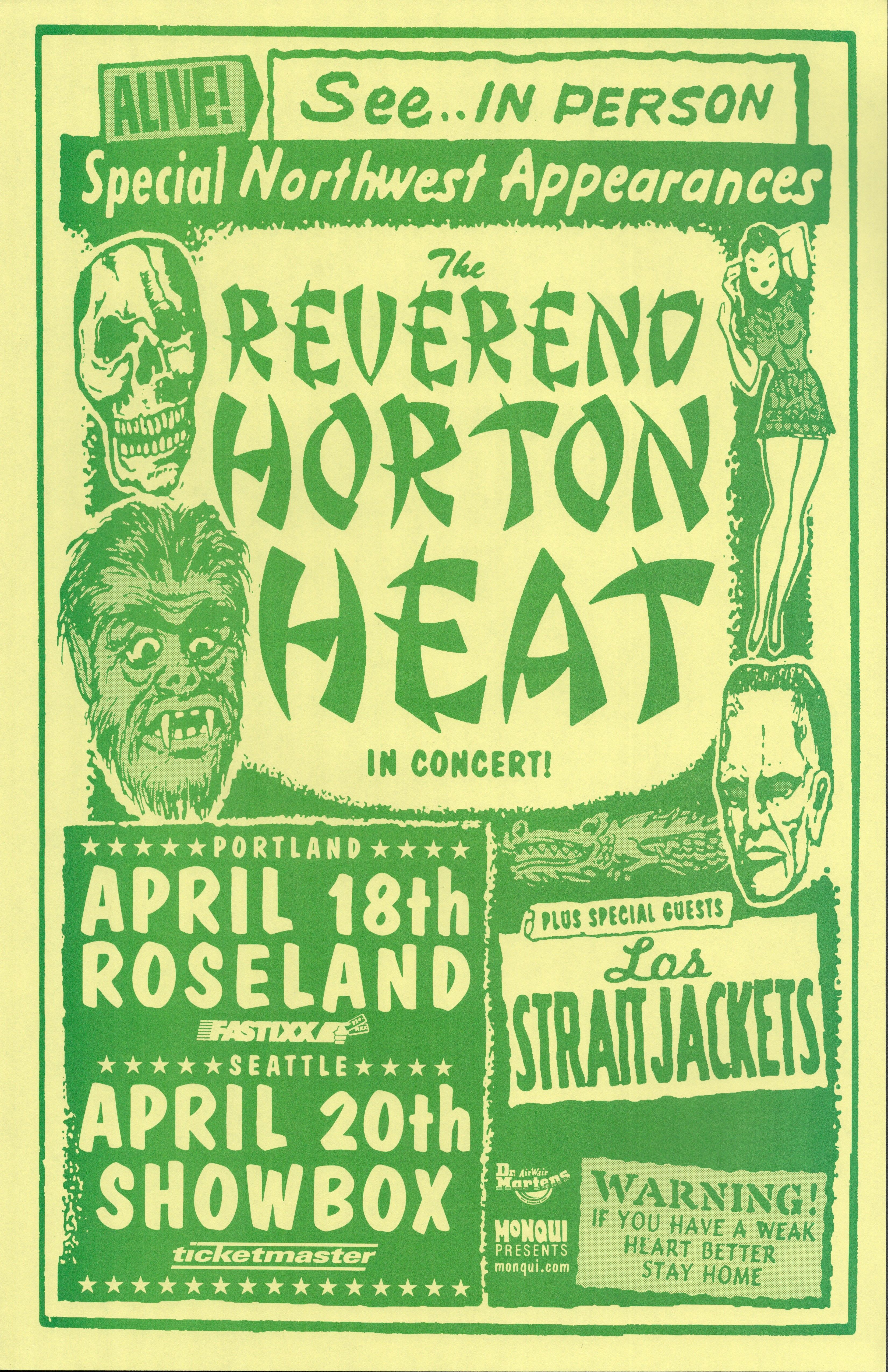 MXP-204.6 Reverend Horton Heat Roseland Theater & Showbox 2000 Concert Poster