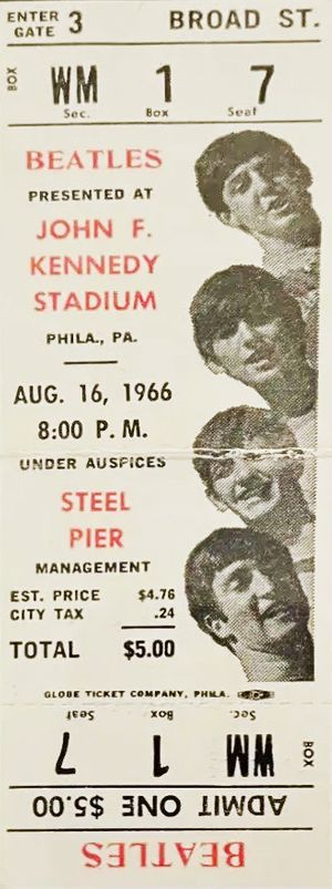 The Beatles JFK Stadium Ticket 1966