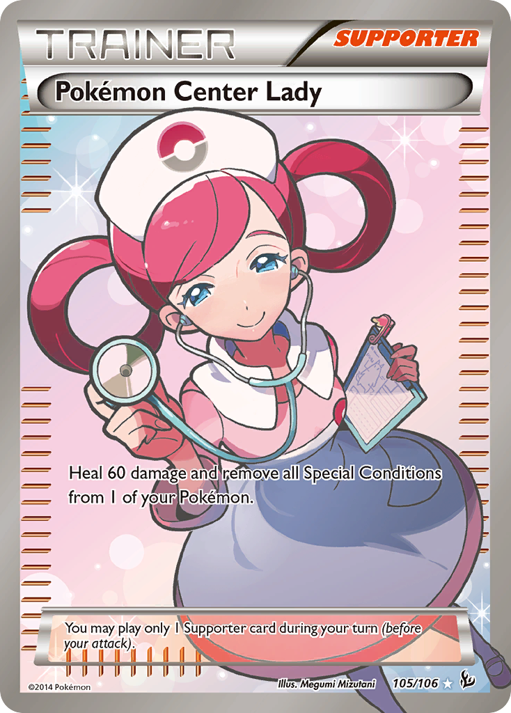 Pokémon Center Lady (Trainer: Supporter) (105/106) - Flashfire Pokémon Card