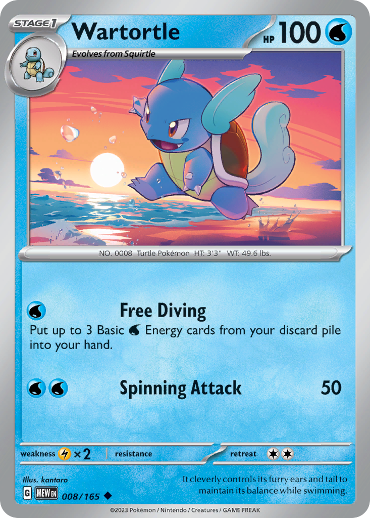 Wartortle (8/165) - 151 Pokémon Card