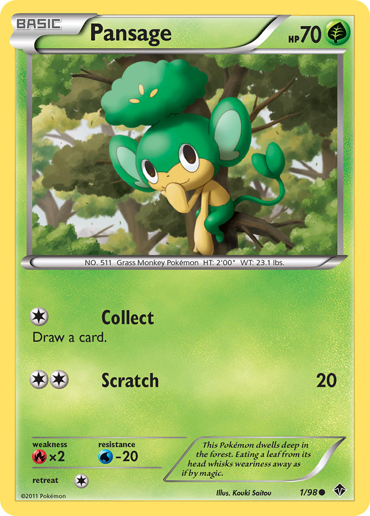 Pansage (1/98) - Emerging Powers Pokémon Card