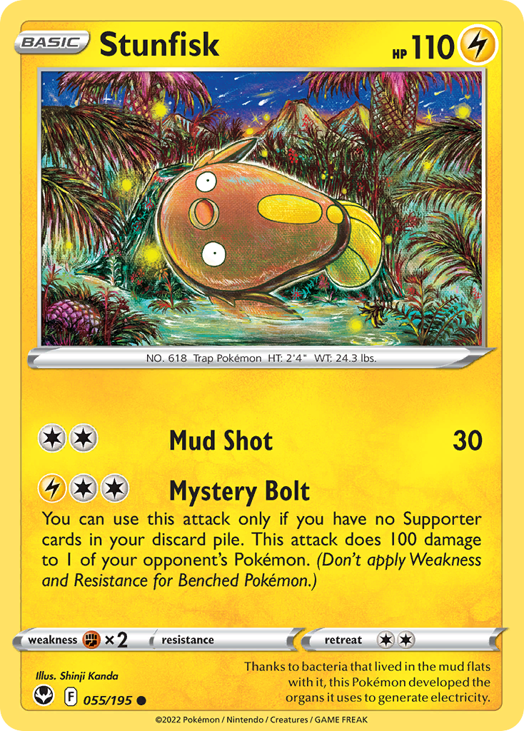 Stunfisk (55/195) - Silver Tempest Pokémon Card