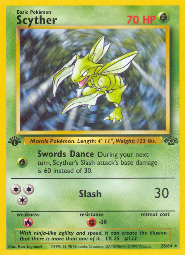 Scyther (26/64) - Jungle (1st Edition) Pokémon Card