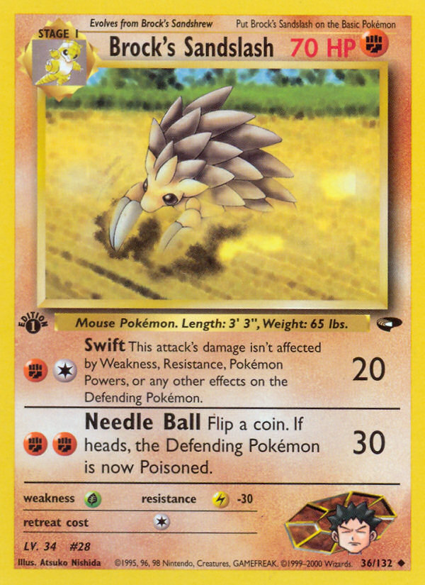 Brock's Sandslash (36/132) - Gym Challenge (1st Edition) Pokémon Card