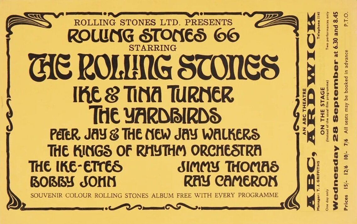 1966-ABC Theatre England-The Yardbirds-The Rolling Stones Concert Poster