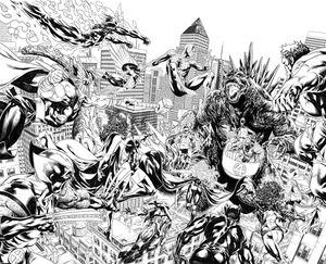 Godzilla Destroys The Marvel Universe #1 (Mark Brooks Ratio Virgin 2nd Printing Variant)