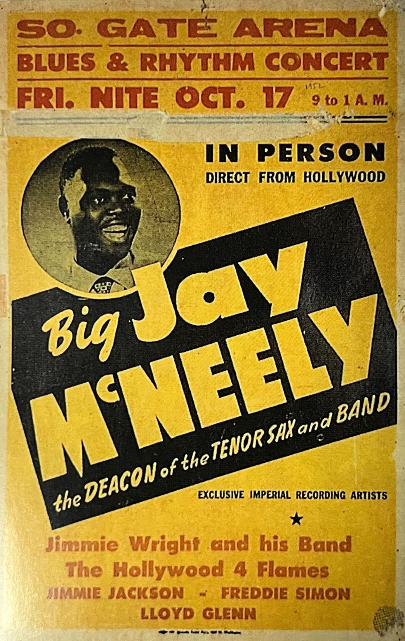 AOR-1.32 Big Jay McNeely South Gate Arena 1952 Concert Poster