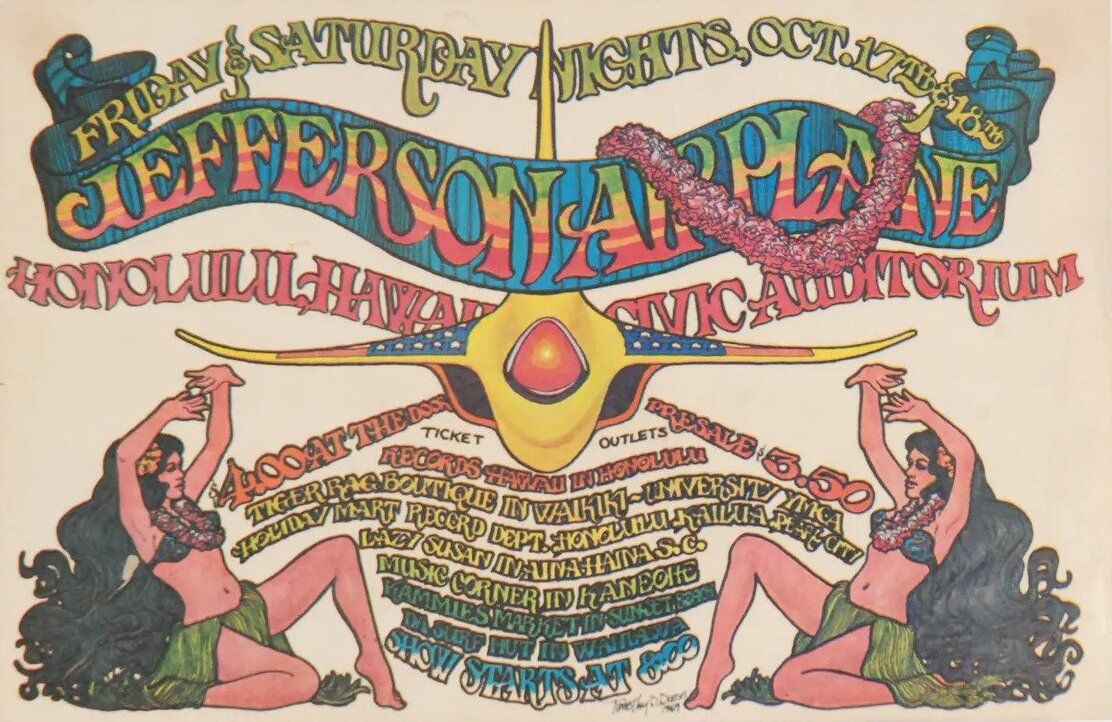 Jefferson Airplane Honolulu Civic Auditorium 1969 Concert Poster