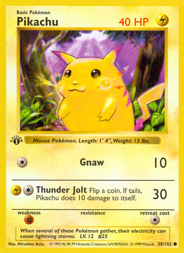 Pikachu (58/102) - Base (1st Edition) Pokémon Card