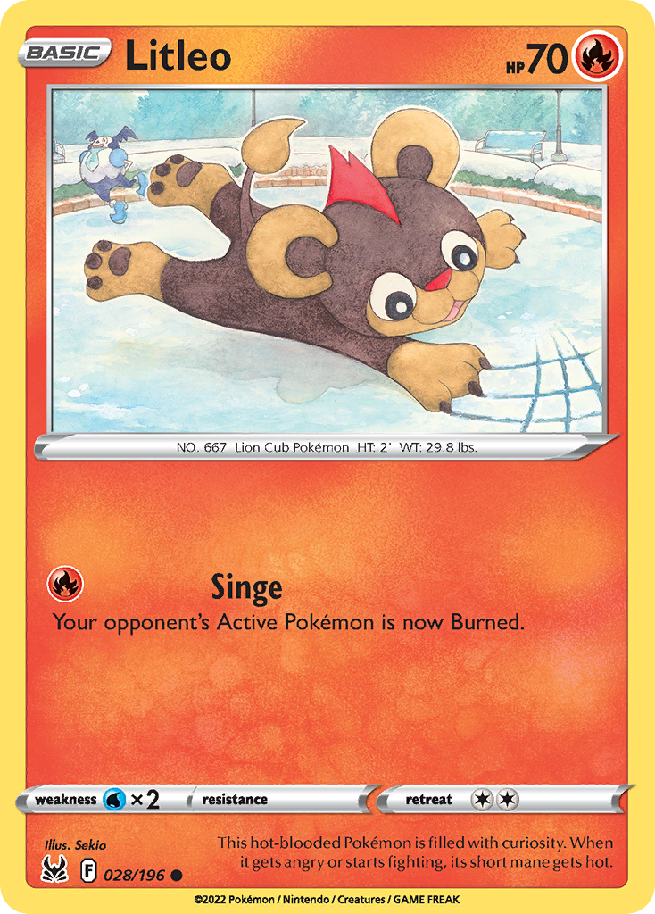 Litleo (28/196) - Lost Origin Pokémon Card