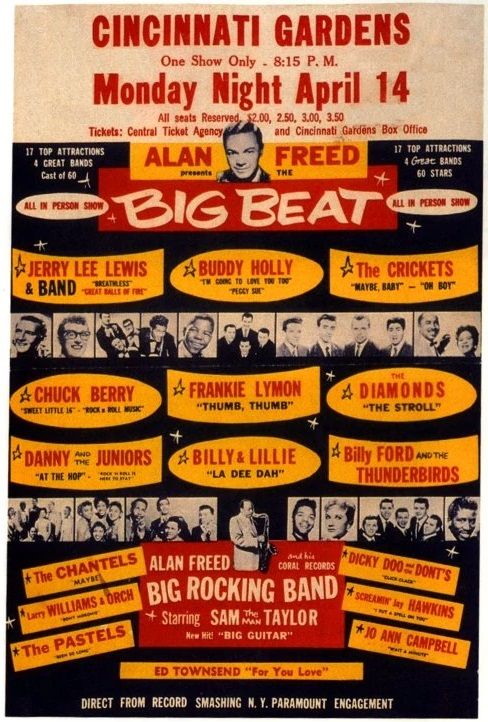 AOR-1.10-OP-1 Alan Freed presents the Big Beat Cincinnati Gardens 1958 Concert Poster