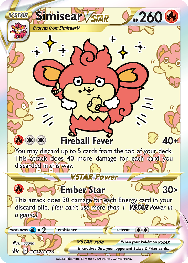 Simisear VSTAR (GG37) - Crown Zenith Galarian Gallery Pokémon Card