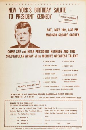 John F Kennedy Birthday Event Madison Square Garden Handbill 1962
