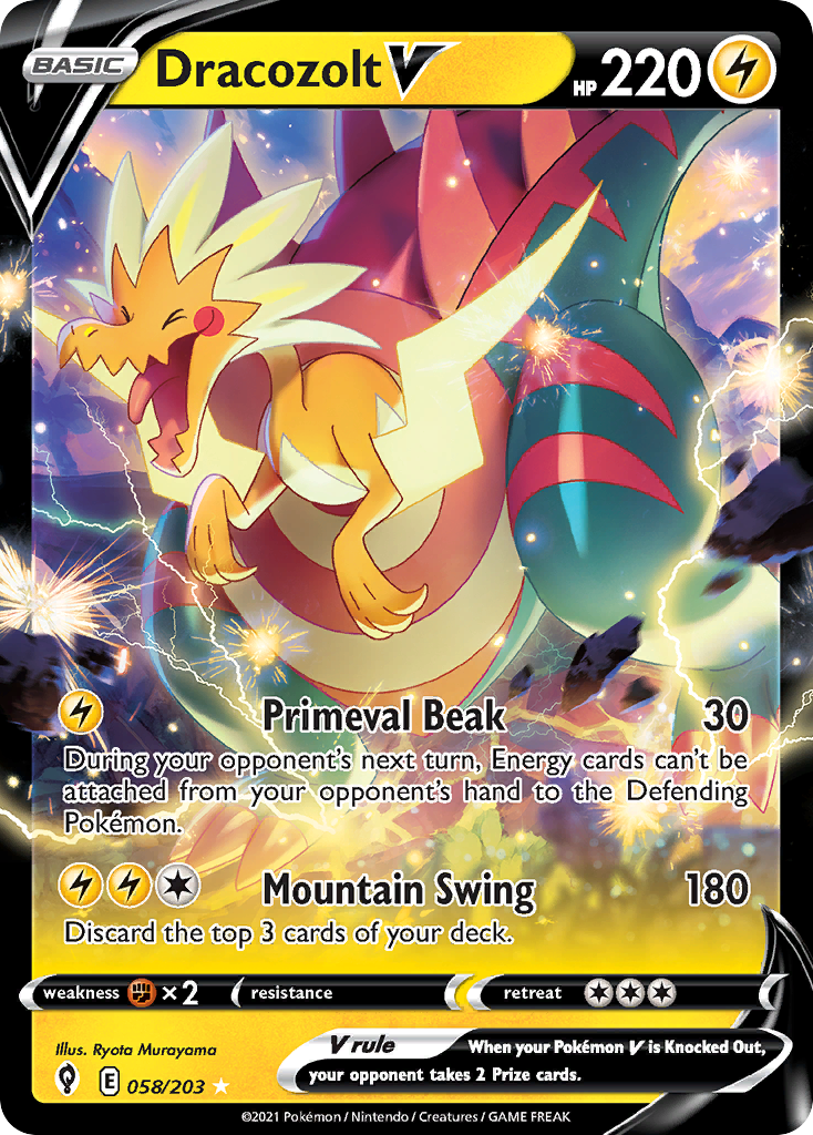 Dracozolt V (58/203) - Evolving Skies Pokémon Card