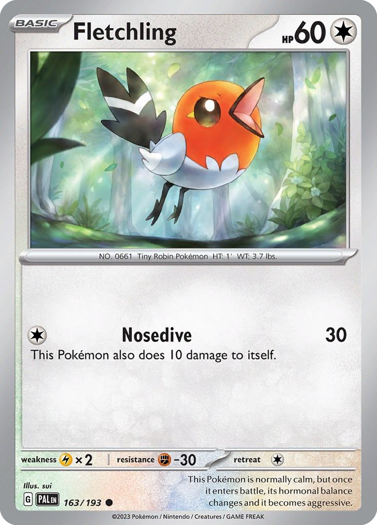 Fletchling (163/193) - Paldea Evolved Pokémon Card