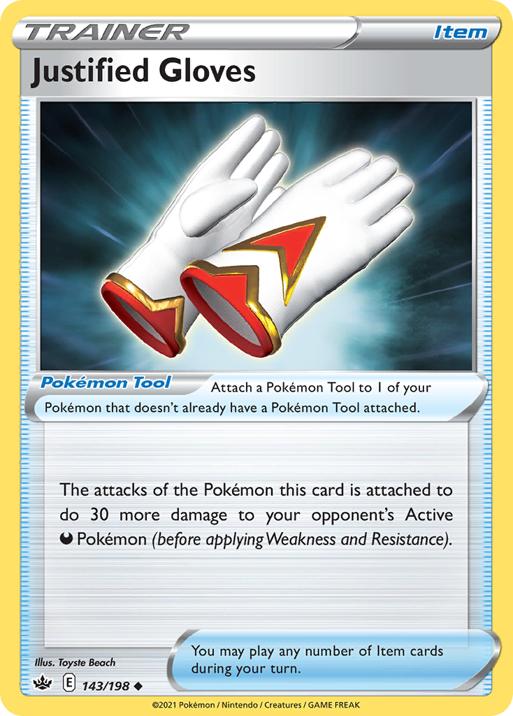 Justified Gloves (Trainer: Pokémon Tool) (143/198) - Chilling Reign Pokémon Card