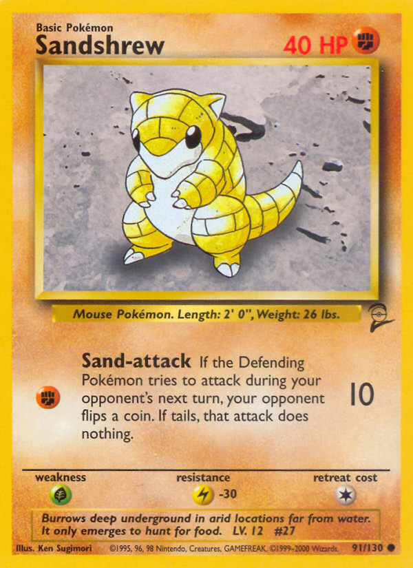 Sandshrew (91/130) - Base Set 2 Pokémon Card