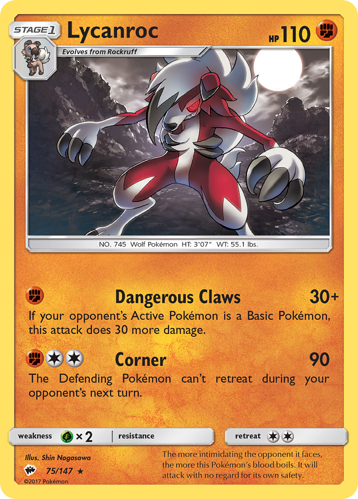 Lycanroc (75/147) - Burning Shadows Pokémon Card