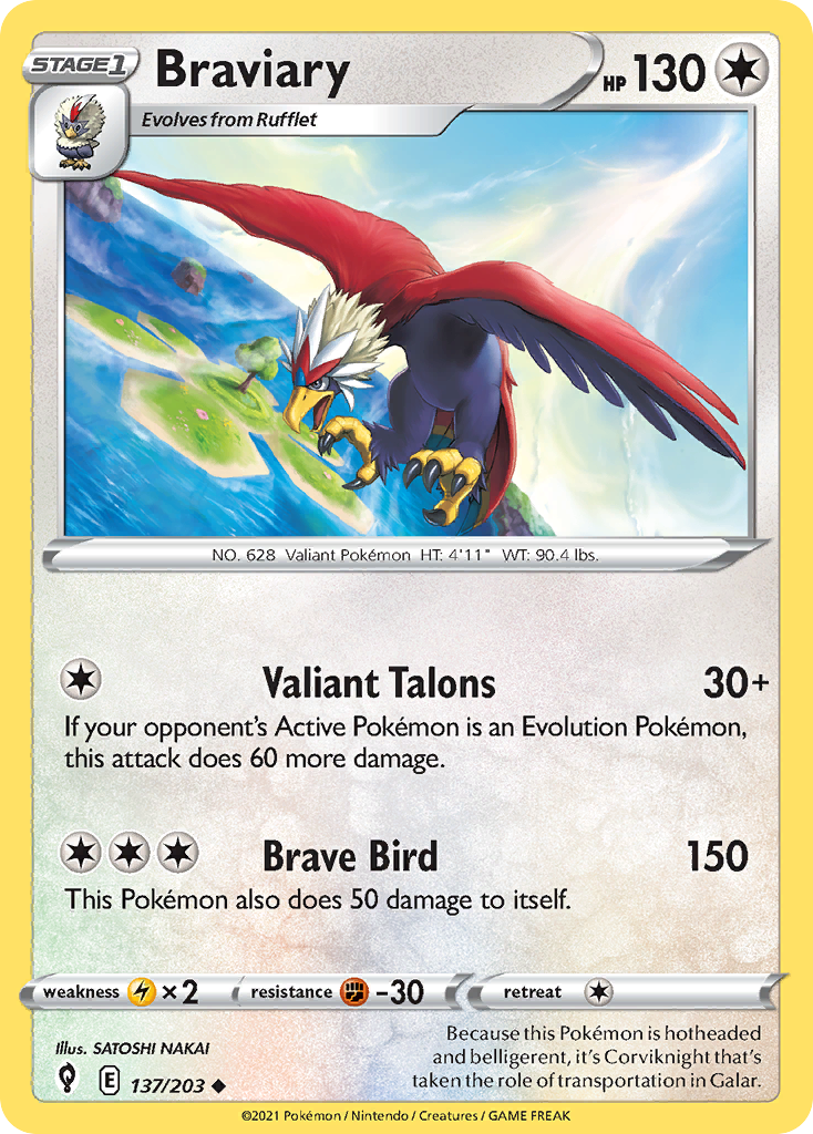 Braviary (137/203) - Evolving Skies Pokémon Card