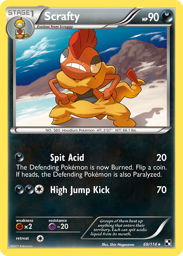 Scrafty (69/114) - Black & White Pokémon Card