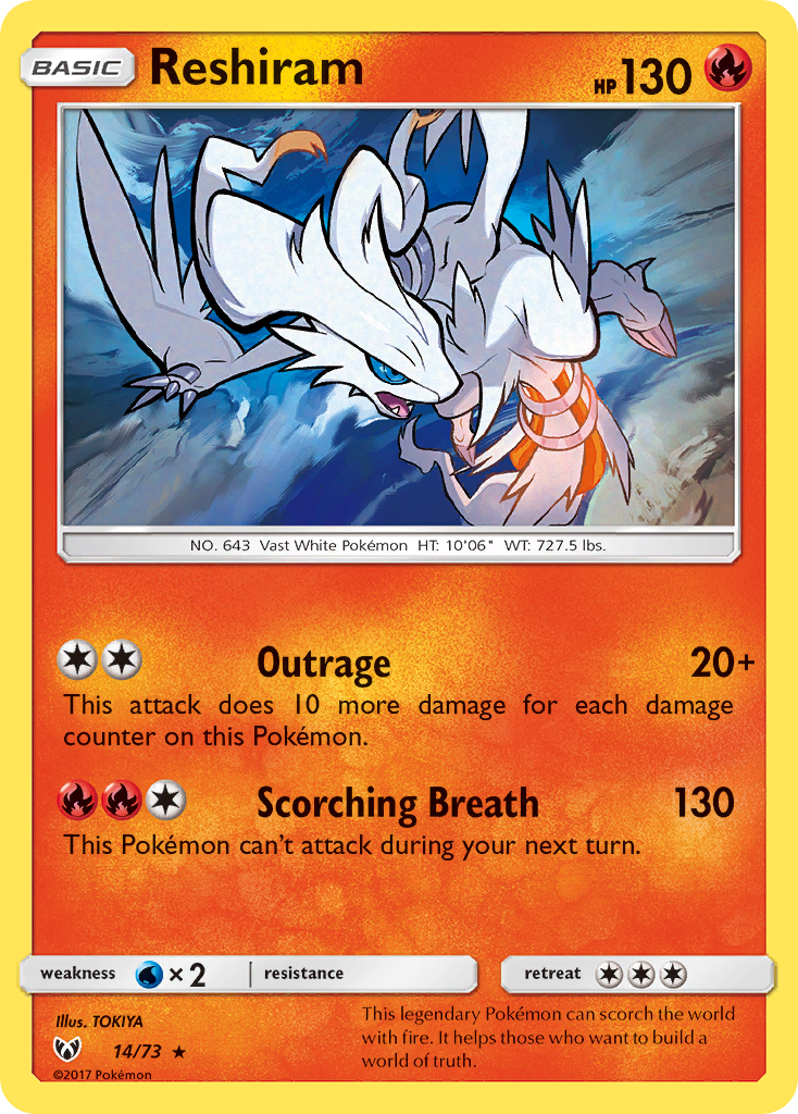 Reshiram (14/73) - Shining Legends Pokémon Card