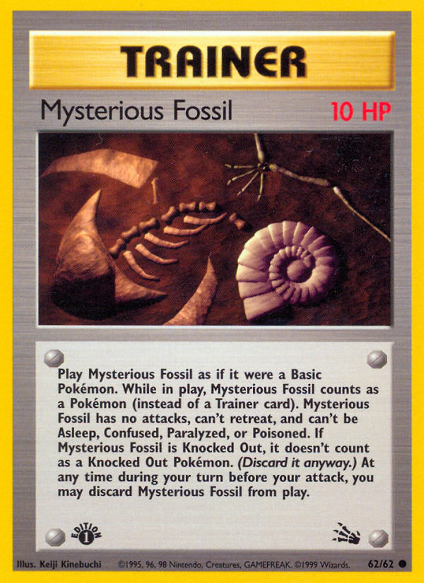 Mysterious Fossil (Trainer) (62/62) - Fossil (1st Edition) Pokémon Card