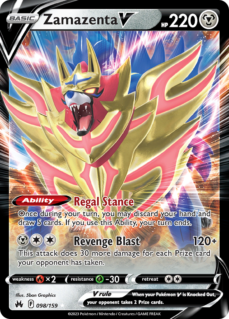 Zamazenta V (98/159) - Crown Zenith Pokémon Card