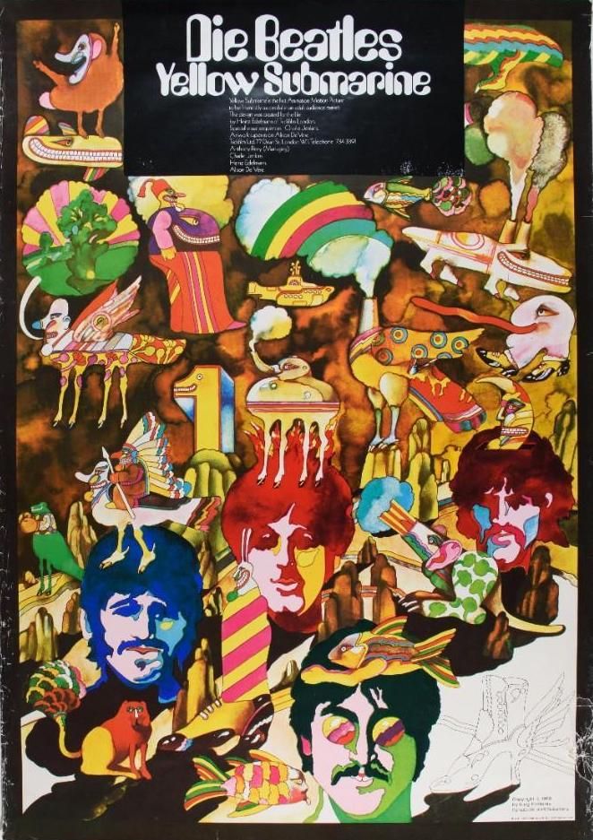 The Beatles Yellow Submarine Promotional 1968 Concert Poster