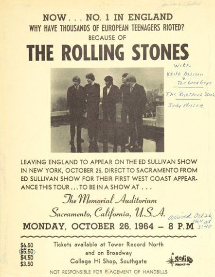 Rolling Stones Memorial Auditorium HANDBILL 1964 Concert Poster