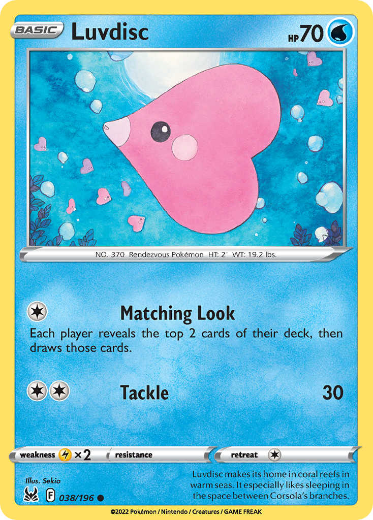 Luvdisc (38/196) - Lost Origin Pokémon Card