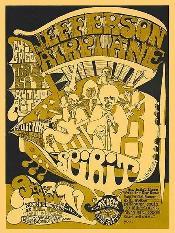 Jefferson Airplane Cal State Long Beach 1968 Concert Poster