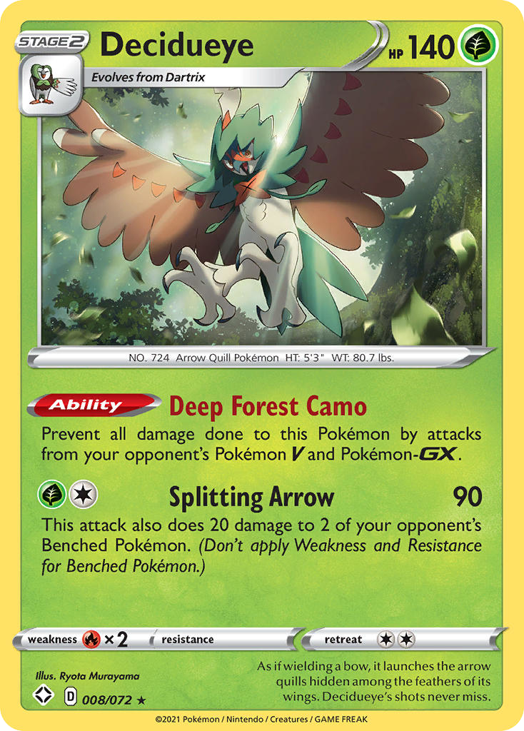 Decidueye (8/72) - Shining Fates Pokémon Card