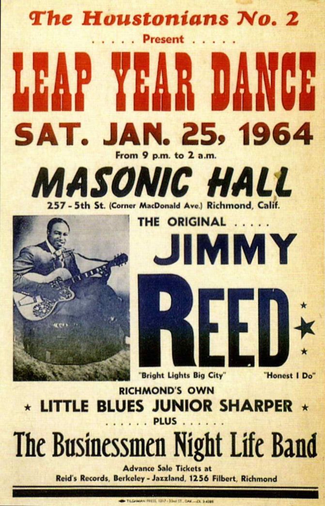 AOR-1.86 Jimmy Reed Masonic Hall 1964 Concert Poster