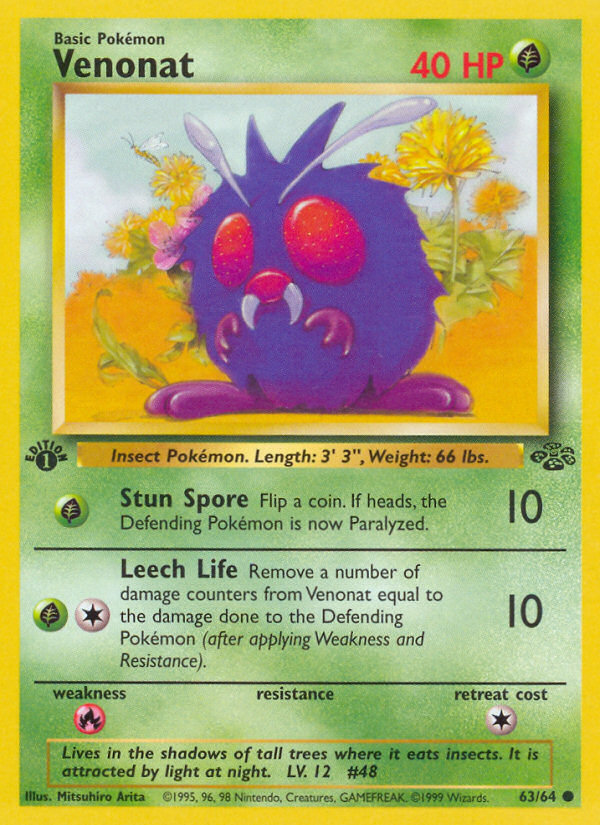 Venonat (63/64) - Jungle (1st Edition) Pokémon Card