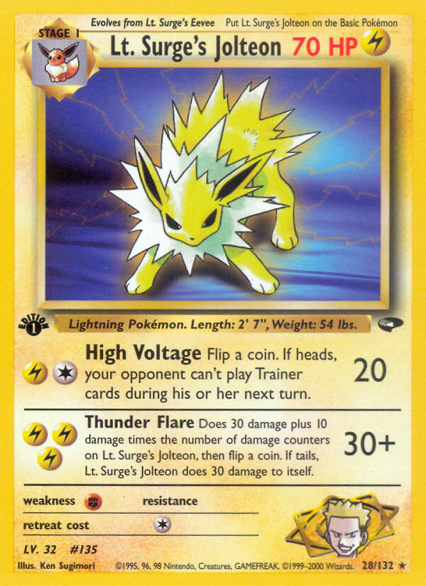 Lt. Surge's Jolteon (28/132) - Gym Challenge (1st Edition) Pokémon Card