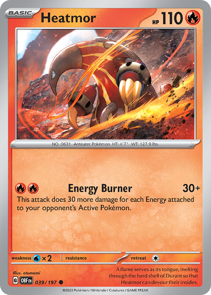 Heatmor (39/197) - Obsidian Flames Pokémon Card