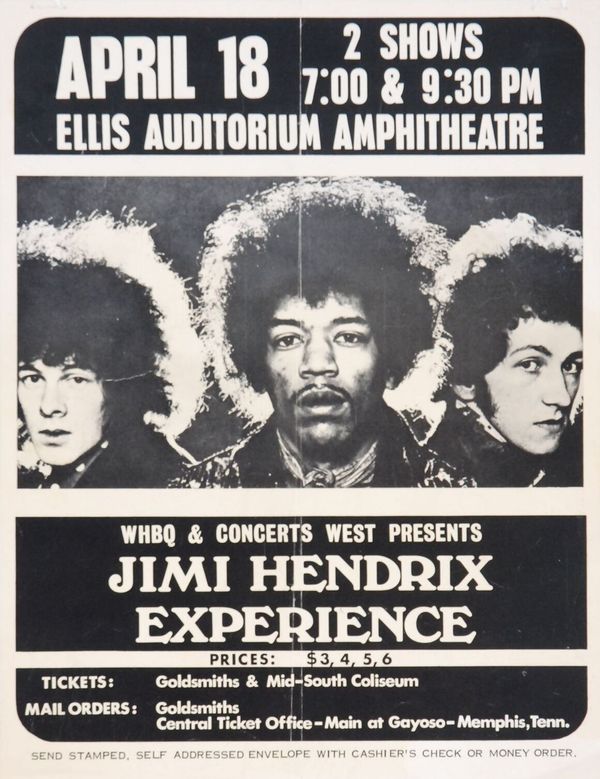 Jimi Hendrix Experience Ellis Auditorium 1969 HANDBILL