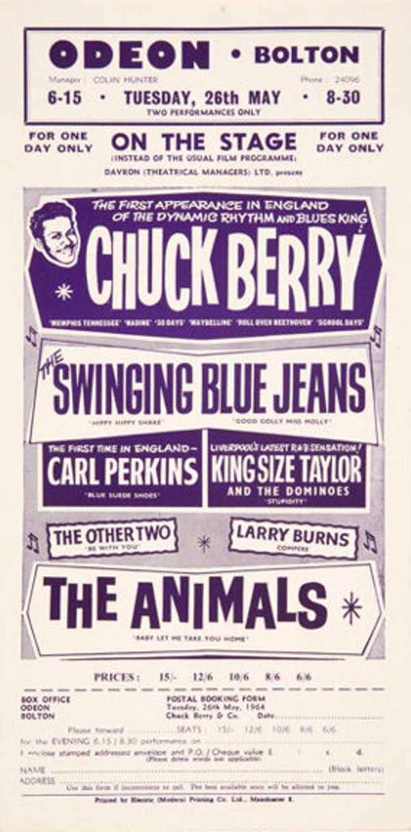 Chuck Berry & Carl Perkins Odeon Bolton HANDBILL 1964