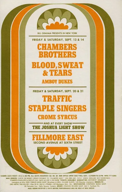 Chambers Brothers Fillmore East Postcard 1968 Concert Poster