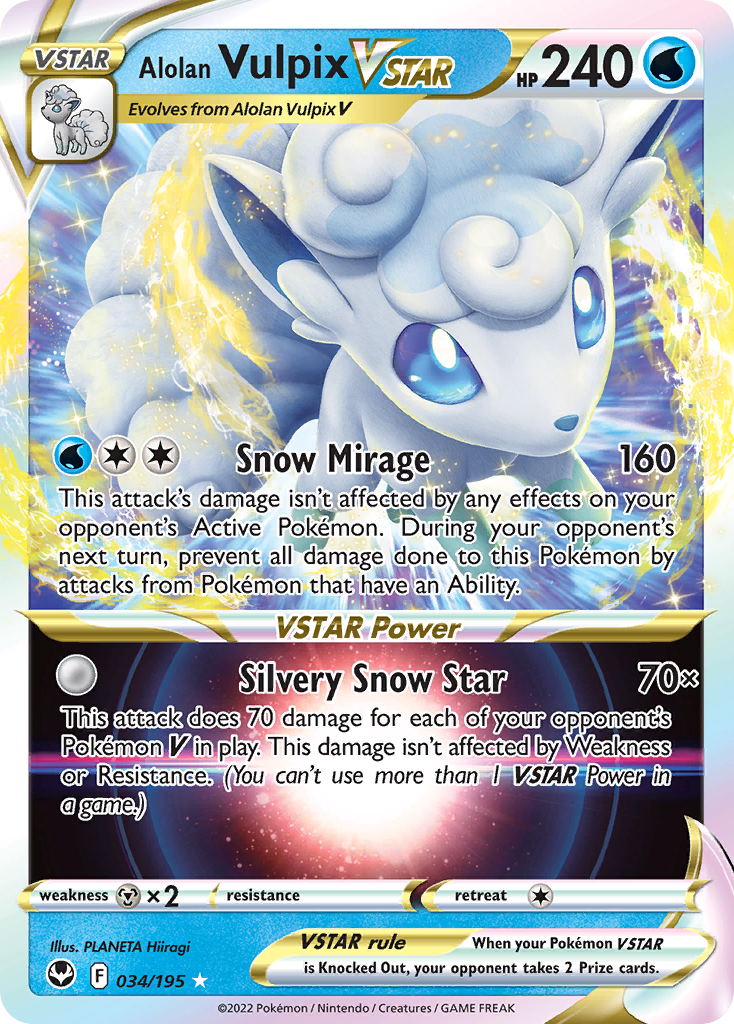 Alolan Vulpix VSTAR (34/195) - Silver Tempest Pokémon Card